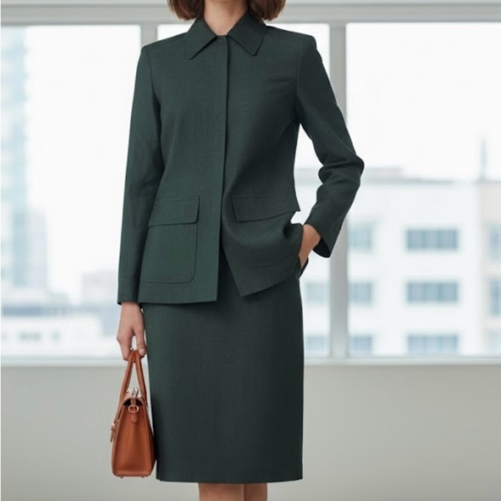 Dana Buchman Dark Green Tailored Blazer and Skirt size 2